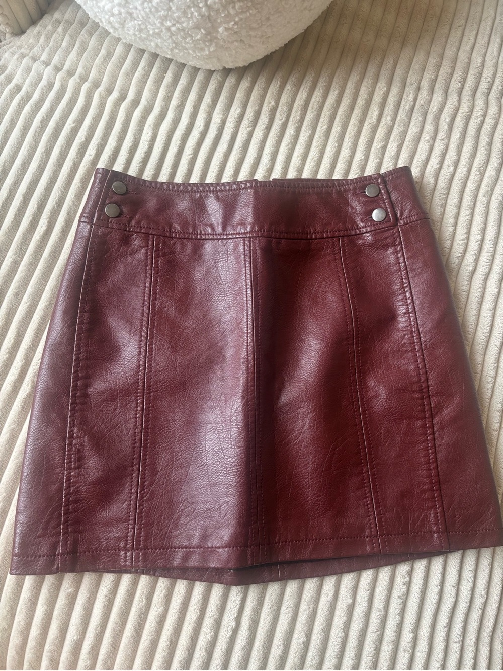 Free People Wine Faux Leather Mini Skirt